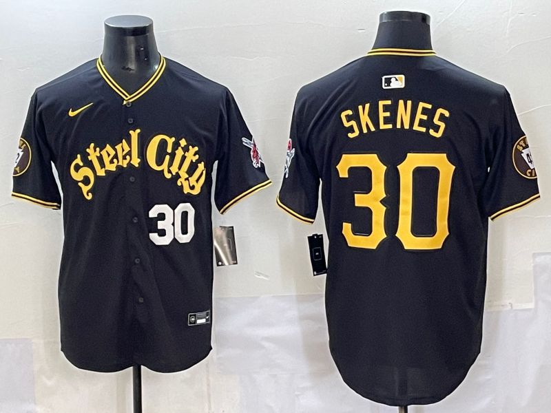 Men 2025 Pittsburgh Pirates #30 Skenes Black Game Nike MLB Jersey style 7155